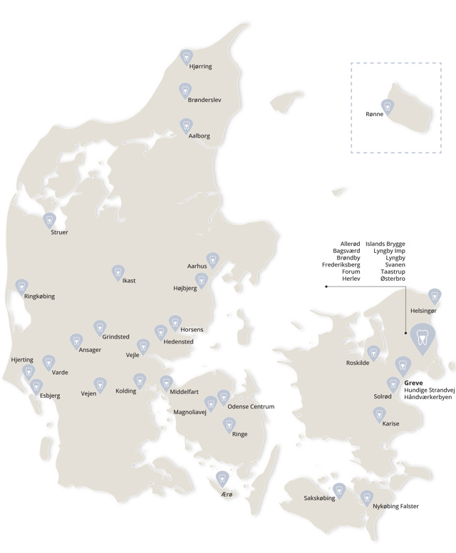 Oversigt over tandlægen.dks klinikker